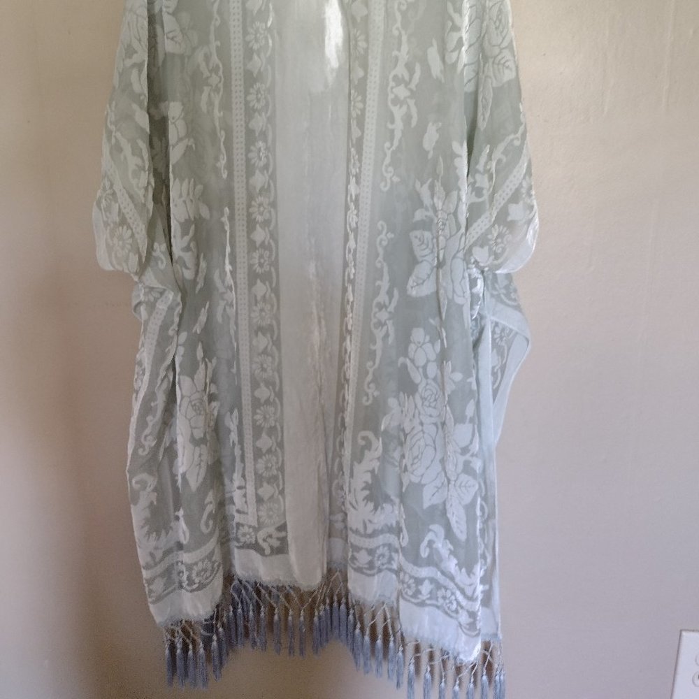 Free People Burnout Velvet Fringe Kimono
